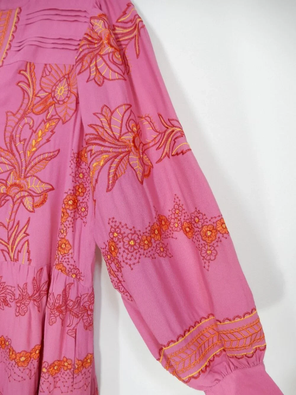 HALE BOB Rosa Janina Embroidered Maxi Long DRESS Size S Pink Floral Boho NEW - Picture 10 of 14